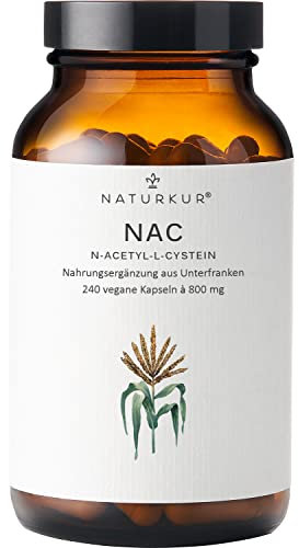 Naturkur® NAC 800 mg - 240 Kapseln im Apothekerglas - Vegan, Laborgeprüft, ohne Zusatzstoffe, in Handarbeit hergestellt in Unterfranken