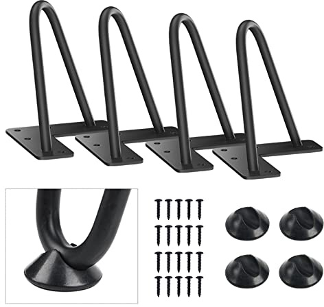 SMARTSTANDARD 5 Inch Heavy Duty Hairpin Furniture Legs, Black 4PCS | Metal Home DIY Projects for TV Stand, Sofa, Cabinet, etc with Rubber Floor Protectors