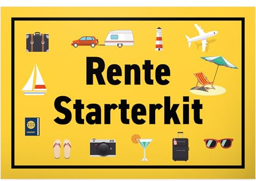 DankeDir! Rente Starterkit - Schild 30 x 20 cm - Kollege Frauen & Männer Renteneintritt Ruhestand Rentner Geschenk - Geschenkidee Verabschiedung Abschied Karte Pensionierung Party
