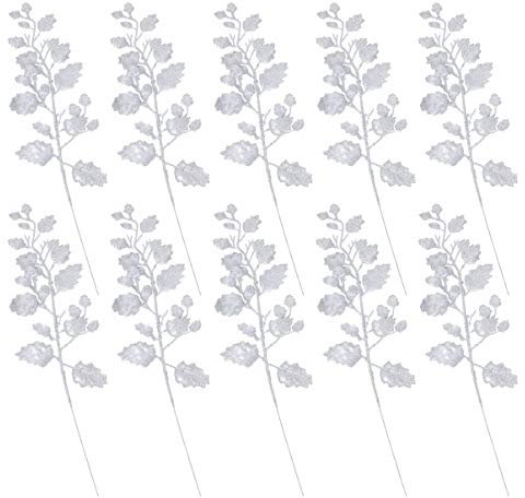 Happyyami 10st Simulierte Blätter Christbaumschmuck Blätter Papier Weihnachtsstern Tannenzweig Goldene Herbstdeko Picks Sprühen 3D Gefälschte