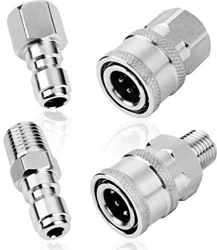 2 juegos de acopladores NPT de 1/4 pulgadas para lavadora a presión, enchufe de conexión rápida, macho y hembra, accesorios de conexión rápida, juego de adaptadores de lavadora a presión (rosca