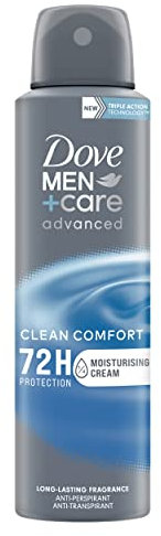 Dove Men+Care Advanced Clean Comfort Lot de 6 déodorants anti-transpirants pour homme avec ¼ de crème hydratante et technologie anti-odeur pour une protection 72 heures contre la transpiration et les