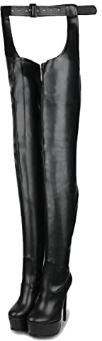 Only maker Overknees Chap Boots Plateau Stiletto Stiefel mit Gürtel Reißverschluss