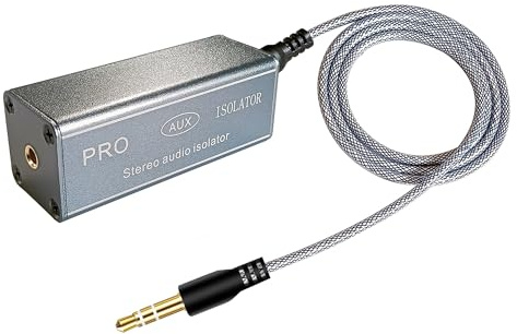 3.5mm Noise Filter Pro Hum Eliminator Ground Loop Isolator (No Affect Bass) Aluminum Shell Quality Buzz Eliminator Isolator for HIFI Stereo Home Theater Car Audio Player Plug&Play 3.5mm Audio Isolator