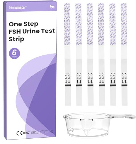 Femometer FSH Menopause Test, Understand Your Ovarian Reserve Determine Your Fertility and Detect Menopause at Home, Include 6 FSH Test Strips & Urine Cup