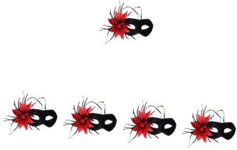 ABOOFAN 5stücke Lace Für Karnevalsmaske Mit Federn Für Maskenball Halloween Cosplay Und Ausgefallene Partys Und Rot