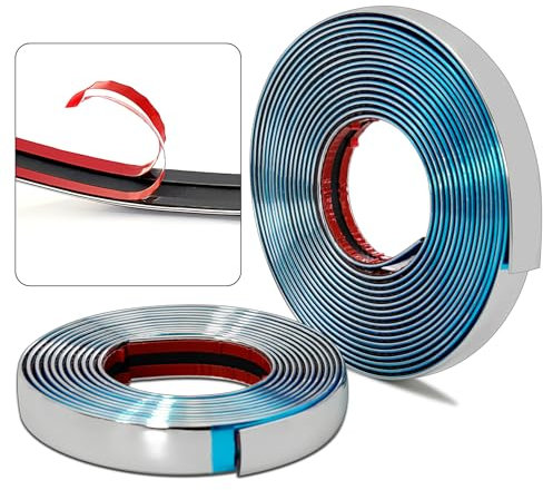 Modanatura Adesiva Decorative della Parete.2 Pezzi Rifiniture per Pareti Lunghezza Totale 8 M.Finitura a Specchio Decorativa Protettiva per Mobili,Porte,Auto.Striscia Autoadesiva Larghezza 1,5 cm