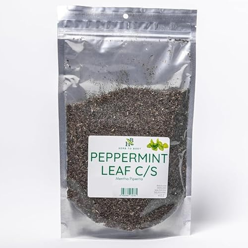 Herb To Body Peppermint Leaf C/S - Mentha Piperita, Cut & Sifted for Peppermint Loose Leaf Tea, Herbal Tea, Infusions, Crushed Peppermint, and Culinary Recipes, Resealable Pouch 4 oz