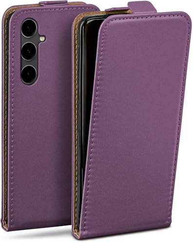 moex Flip Case für Samsung Galaxy S23 FE Hülle klappbar mit 360 Grad Schutz, Handyhülle mit Displayschutz, PU Leder Handytasche Lederhülle, Flip Case Cover Klapphülle, Lila