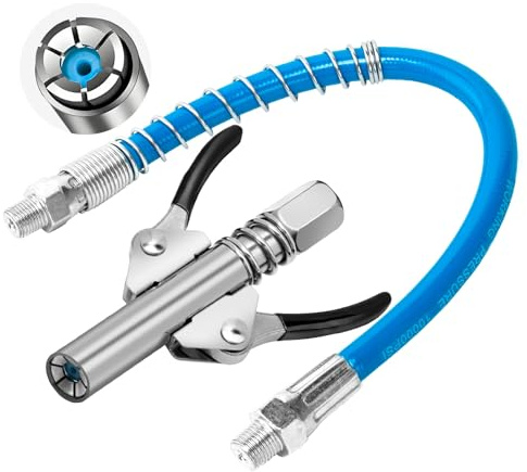 G Coupler für Fettpressen mit 30 cm Schlauc,Fettpresse Mundstück Edelstahl Doppelgriff Fettpressenkupplung,Schmiernippeln,Schmierpistole Kupplung für alle Arten