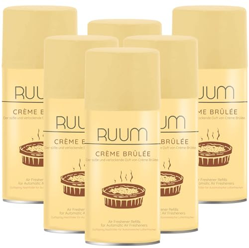 RUUM Lufterfrischer Nachfüller Creme Brulee 250ml (6er Pack) | Raumduft-Spray-Nachfüller, kompatibel mit Freshmatic Max, süß-cremiger Dessertduft
