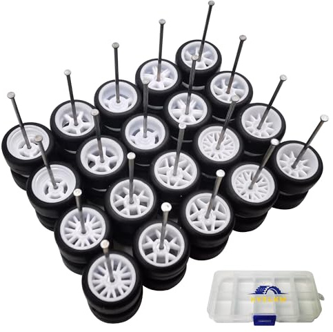 1/64 Wheels and Tires Set, 10-Pack 1 64 Scale Wheels with 10 for 1/64 Diecast Cars Upgraded and Modified Rubber Tires(Diameter 0.43in/11mm) (White)