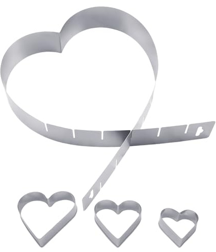 TYGFRT Heart Shaped Cake Ring With 3 Piece Adjustable Baking Mold, Love Clip