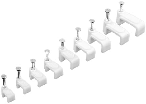 BgnEhRfL Supporto for Cavi, fermacavi, 100 Pezzi Fermacavi con chiodo Piatto Fermacavi Gestione Cavi Supporto for Fascette for Cavi elettrici(6mm)