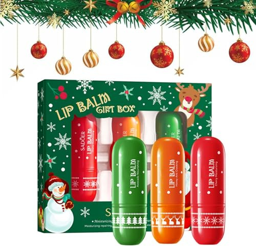 Weihnachts Lippenbalsam,Weihnachten Lip Gloss,Glitzer-Lipgloss Aufrollen,Lip Gloss Set,Lip Shiner Roll-On,Geburtstagsgeschenk Weihnachtsgeschenke für Familie und Freunde