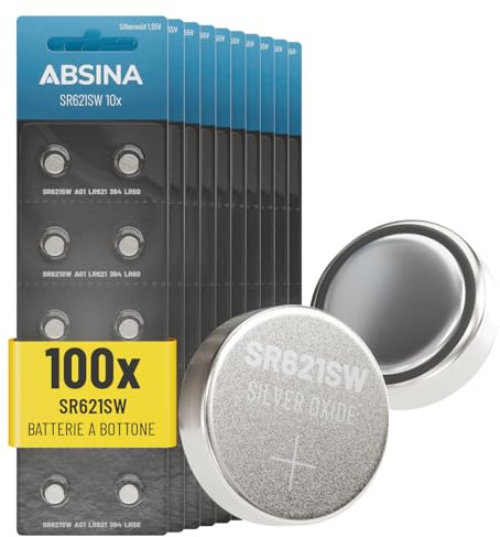 ABSINA SR621SW klockbatteri 1, 55V silveroxid | 100-pack - LR621 364 AG1