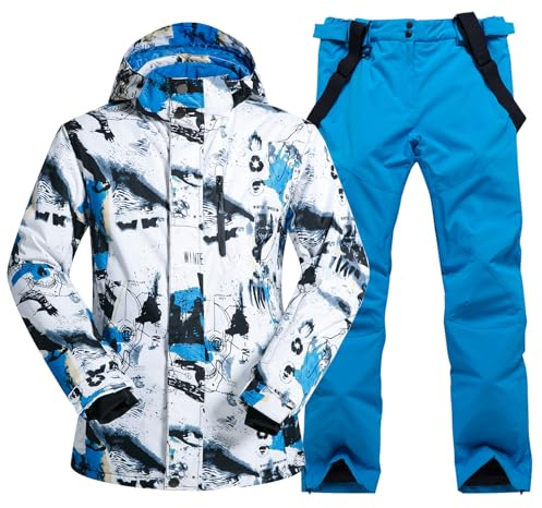GXQFF Herren Skianzug Set, Ski Anzug Männer, Herren Schneeanzug, Skisport Dick 2-teiliger Schneeanzug, Lässig Im Freien Wind- Für Freizeitsportarten, Wandern, Outdoor-Skianzug-Liebhaber