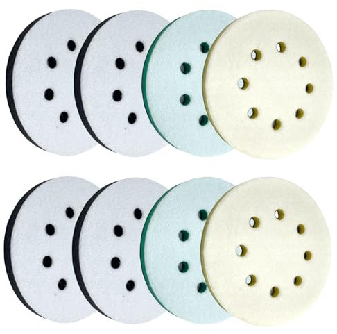 Exzenterschleifer-Pads, 12,7 cm, 8 Löcher, Klettverschluss, weiche Polierpads, Schaumstoff-Schleifpads für Schwingschleifer, 8 Stück