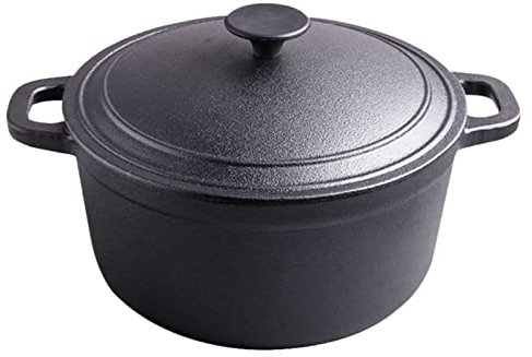 Stock Pot, Cast Iron Double Frying Pan Thickened and Deepened Soup Pot Household Uncoated Dual-use Kitchen Cooking Tool Casserole
