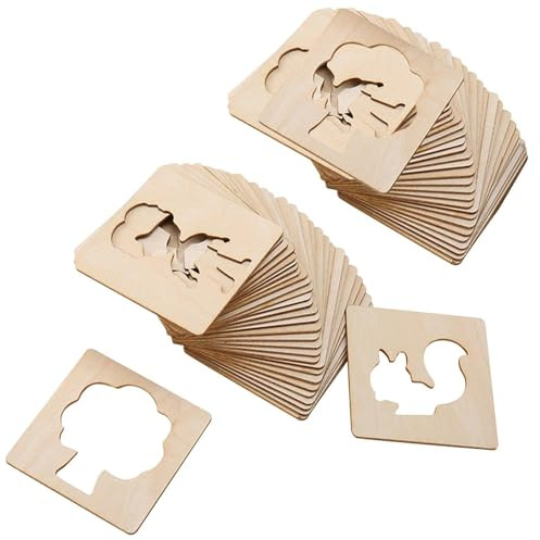 60er Set Holz-Zeichenschablonen für Kinder, Kreideschablonen aus Holz, Kreative Malvorlagen für DIY-Bastelprojekte, Graffiti, Kunsthandwerk und Zeichnen