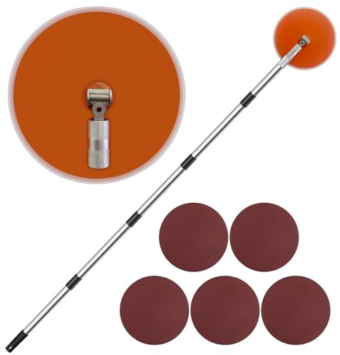 Drywall Pole Sander,80 inch Drywall Sander with Extension Pole,360 Radial Sander with Adjustable Extension Pole for Dry Wall and Ceilings,Includes 5pcs Sanding Sheets (80,120, 150,180,240 Grit)