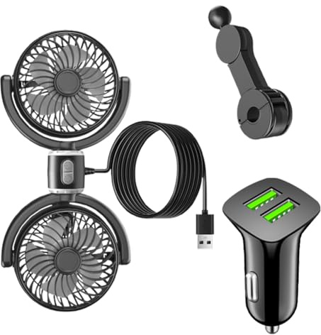 Umllpet Auto-Ventilator für Rücksitz, 360 ° drehbar Autositzventilator, USB Auto Ventilator, KFZ Kühlventilator 2-Gang Mini Lüfter, Geschwindigkeit Auto Lüfter Kühler für SUV LKW Rücksitz