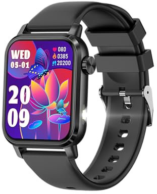 Smartwatch Uomo Donna,Orologio 1.85Chiamate Bluetooth,DIY Quadrante Video Watch,Torcia LED,Fitness Tracker HRV,Sonno,Cardiofrequenzimetro,Meteo,Stress,IP68,100+ Sport Android iOS (Inchiostro nero)