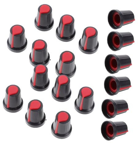 GOOHOCHY 50 Stück Rote Kunststoff Drehknöpfe für Potentiometer Gitarrenknöpfe für E-gitarre Zubehör zum Customizing von Geräten