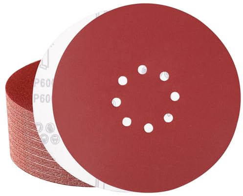 Sztaoip 50 Pezzi Dischi Abrasivi 225mm, 8 Fori Carta Abrasiva Grana P600 Carta Vetrata per Cartongesso Parete e Levigatrice a Soffitto