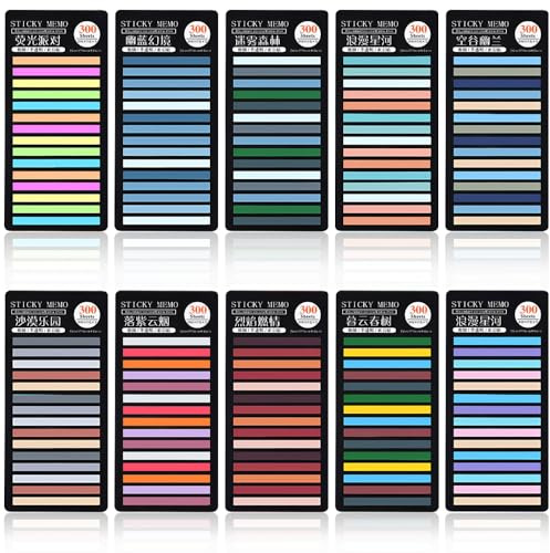 3000 Stück Sticky Notes, Transparent Sticky Notes,Haftstreifen, Haftnotizen Pastell, Haftnotizen-Set für Seitenmarkierung – Ideal für Büro, Schule & Zuhause