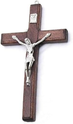 Pchnfei Wooden Cross Hanging Religious Worship Symbol for Home Decor Wooden Catholic Crucifix Home Decoration Accessories Antique Design Rustic and Vintage Look