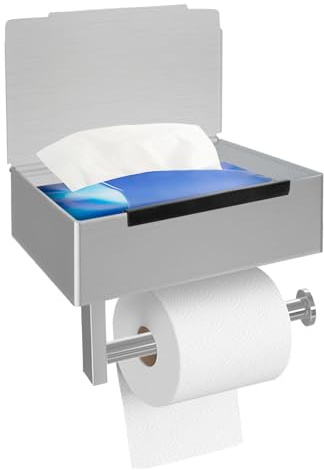 Toilettenpapierhalter mit Feuchttücherbox Klopapierhalter Ohne Bohren Klorollenhalter Edelstahl WC Papier Halterung Rollenhalter Selbstklebend für Toilette Badezimmer Küche (Silber)