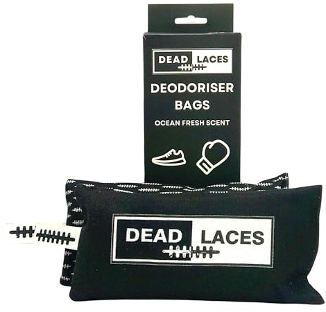DeadLaces Bamboo Charcoal Deodoriser Bags - Odour Remover for Shoes, Bags & Sports Gear - 2x75g Reusable Pouches