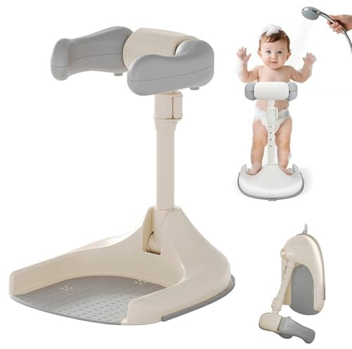 Support de douche réglable avec base antidérapante, baignoire debout pour enfant pour la marche et l'entraînement, idéal pour une fête prénatale pour les enfants de 12 à 36 mois