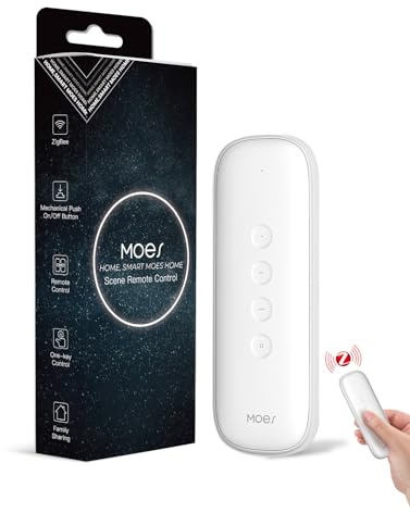 MOES Zigbee Smart Schalter,12 Szenenschalter ohne Installation(MOES ZigBee Hub erforderlich),EIN-klick-Steuerung für Tuya-Geräte,Zigbee Taster Smart Home Automation, Smart Life/Tuya APP(Weiß)
