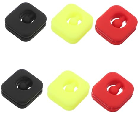 SOPOTUTU 6 Smorzatori per Racchette Tennis in Silicone Quadrati Assorbitori per Tennis e Squash Colori Rosso Giallo Fluorescente Durata e per Giocatori