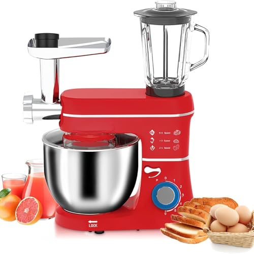 DPLWJPP Batidora de Masa Batidora de Pie Multifuncional Robot de Cocina con Picadora de Carne y Batidora con Recipiente de Acero Inoxidable para Hornear,Cocinar y Hacer Red