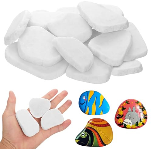 15 Piezas Piedras Decorativas Guijarros, 5-8 cm Piedras para Pintar, Piedra Blanca Jardin, Guijarros Decorativos Planas Blancas para DIY Manualidades, Arena Decorativa, Decoración de Acuarios