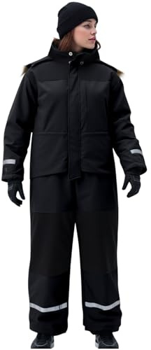 Generisch Damen Skianzug Einteiler Schneeanzug Wasserdicht Winddicht Winter Warme Schnee Skifahre Outdoor Jumpsuit Langer Overall Mit Reflektierenden Streifen Schneemantel Reißverschlusstaschen