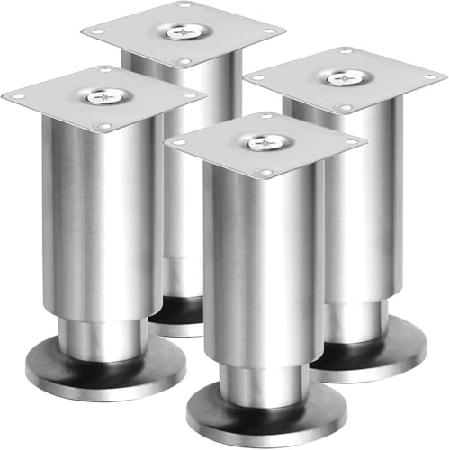 TCHOSUZ 7 inch / 18cm Metal Furniture Legs, Pack of 4 Modern Stainless Steel Tapered Replacement Feet for Home DIY Projects Couch Sofa Cabinet Nightstand TV Stand