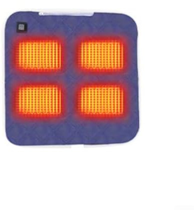 USB Powered Heated Seat Cushion with Rechargeable 5V Battery that Provides Four Heating Zones and Three Temperature Settings for Effective Heat Indoor and Outdoor Use (Navy Blue 45 x 45 cm)