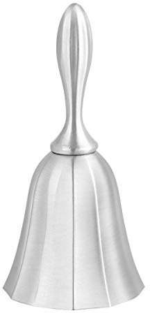 Ciieeo Sonnette de Service en Alliage de Zinc Vintage Argenté, Cloche de Réception Métal pour Restaurant, Bar, Bureau – Sonnerie à Main Pratique pour Signaler Repas et Service,
