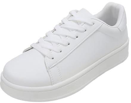 CEWIFO Scarpe Sportive Femminili Tradizionali con Lacci per Tempo Libero Sneakers Traspiranti in Mesh Stile Sportivo Elegante Adatte a Passeggiate estive e attività Outdoor (White, 36)