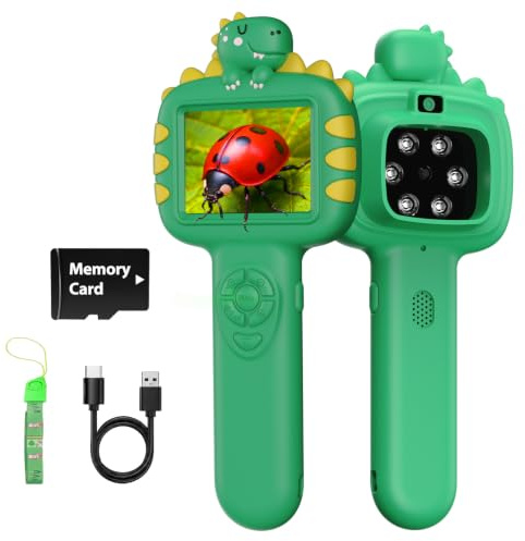 Trigowalt Outdoor Portable Kids Microscope: Handheld Microscope Auto Focus | Pocket 1000x Hand Held Microscope, Magnifying Camera for Travel, 3.5H Rechargeable Battery 6 LEDs, Anytime Exploration