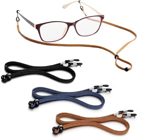 Leather Glasses Strap Universal Adjustable Glasses Chain, Cord & String3Pcs | Include Non-Slip Sunglasses Strap & Eyeglass Holder Glass String & Lanyard Spectacles Cord For Men, Women & Kids (70cm)
