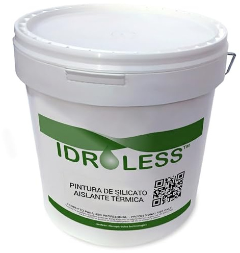 Idroless Pintura Aislante Térmica Mineral con Silicatos (4l - Blanco) - Anticondensación y aislante térmica de alta transpirabilidad. Interior y exterior
