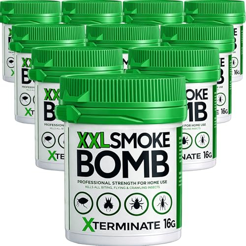 Xterminate XXL 16g Smoke Bomb Fogger Killer For Fleas, Bed bug, Carpet Moths, Cluster Fly, Silverfish, Carpet Beetle Insects (HSE Approved And Tested) (10)