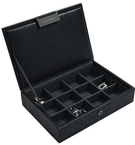 Stackers Mens Black Mini Cufflink Box