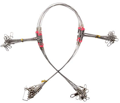 Fishing Wire Leader Rigs Trace 12pcs Stainless Steel 2-3 Arms Saltwater Surf Fishing Rigs Tackle with Swivel Snaps Beads High-Strength Lures Tackle Leader Rigging for Freshwater Saltwater