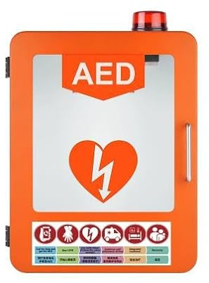 AED Defibrillator Storage Cabinet, Wall-Mounted Plastic Cardiac Defibrillation Alarm Box First Aid Cabinet with Alarm System, Corrosion-Resistant and Non-Toxic, for Office, Hospital